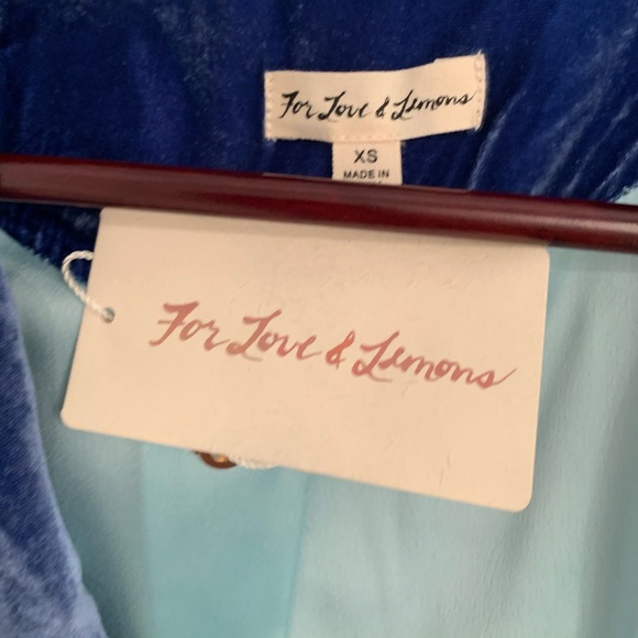 💙NWT For Love and Lemons Nadine Velvet Coat in Cobalt Blue - Picture 7 of 8